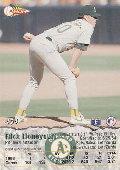 1994 Pacific #454 Rick Honeycutt Back