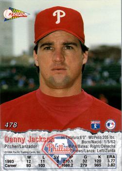 1994 Pacific #478 Danny Jackson Back