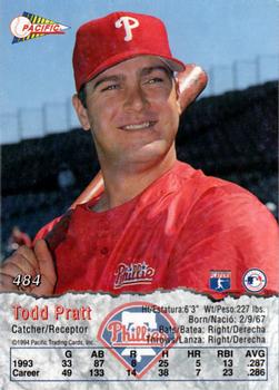 1994 Pacific #484 Todd Pratt Back