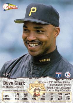 1994 Pacific #494 Dave Clark Back