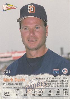 1994 Pacific #521 Mark Davis Back