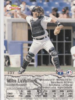 1994 Pacific #131 Mike LaValliere Back