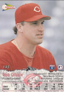 1994 Pacific #145 Rob Dibble Back