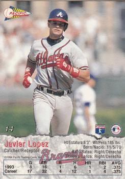 1994 Pacific #14 Javier Lopez Back