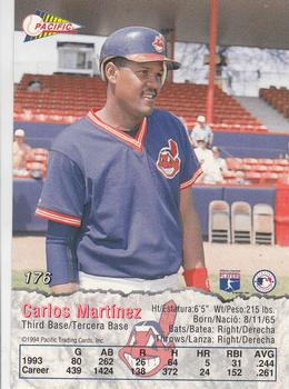 1994 Pacific #176 Carlos Martinez Back