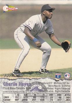 1994 Pacific #197 Charlie Hayes Back