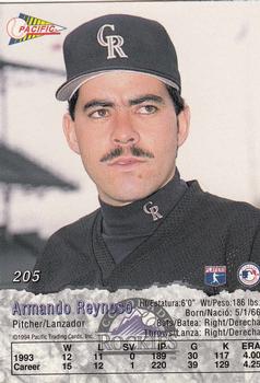 1994 Pacific #205 Armando Reynoso Back