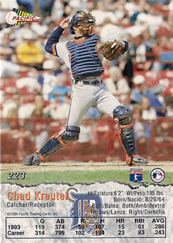 1994 Pacific #223 Chad Kreuter Back