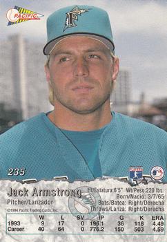 1994 Pacific #235 Jack Armstrong Back