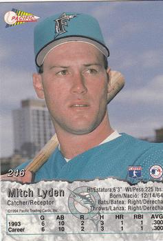 1994 Pacific #246 Mitch Lyden Back