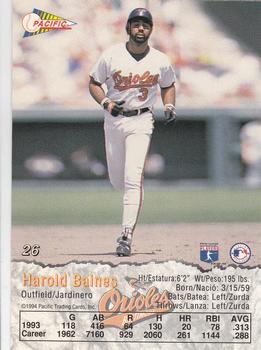 1994 Pacific #26 Harold Baines Back
