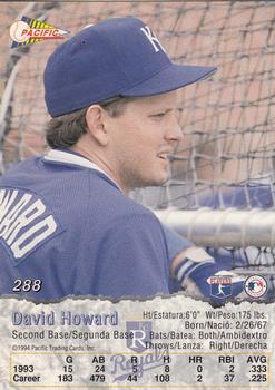 1994 Pacific #288 David Howard Back