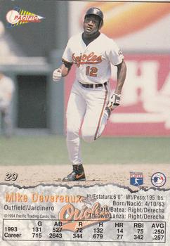 1994 Pacific #29 Mike Devereaux Back