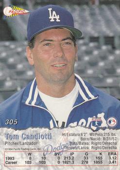 1994 Pacific #305 Tom Candiotti Back