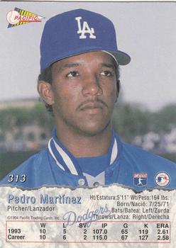 1994 Pacific #313 Pedro Martinez Back