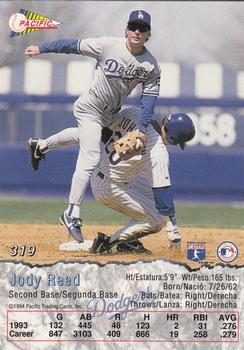 1994 Pacific #319 Jody Reed Back