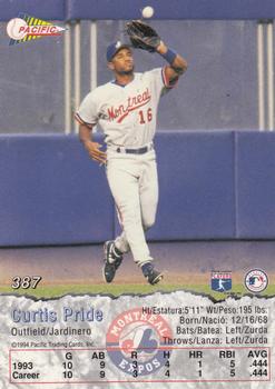 1994 Pacific #387 Curtis Pride Back