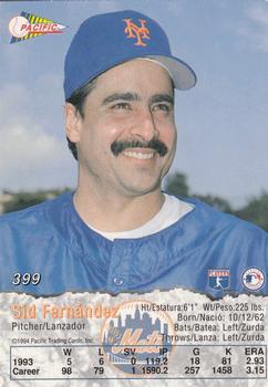 1994 Pacific #399 Sid Fernandez Back