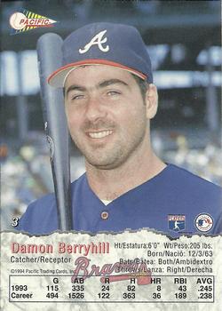 1994 Pacific #3 Damon Berryhill Back