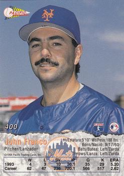 1994 Pacific #400 John Franco Back