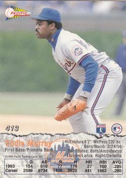 1994 Pacific #413 Eddie Murray Back
