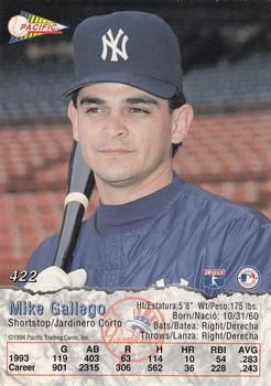 1994 Pacific #422 Mike Gallego Back