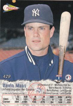 1994 Pacific #429 Kevin Maas Back
