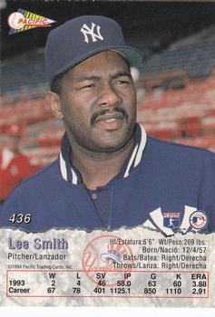 1994 Pacific #436 Lee Smith Back