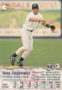 1994 Pacific #437 Andy Stankiewicz Back