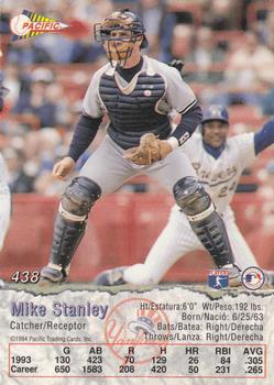 1994 Pacific #438 Mike Stanley Back