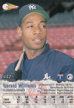1994 Pacific #442 Gerald Williams Back
