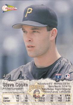 1994 Pacific #495 Steve Cooke Back