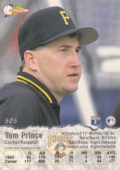 1994 Pacific #505 Tom Prince Back