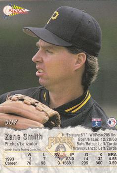 1994 Pacific #507 Zane Smith Back