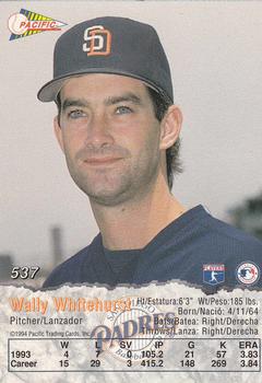 1994 Pacific #537 Wally Whitehurst Back