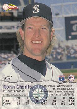 1994 Pacific #565 Norm Charlton Back