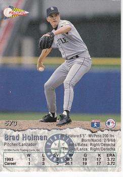 1994 Pacific #573 Brad Holman Back