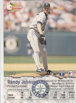 1994 Pacific #574 Randy Johnson Back