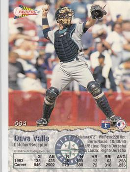 1994 Pacific #584 Dave Valle Back