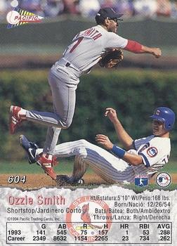1994 Pacific #604 Ozzie Smith Back