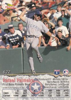 1994 Pacific #622 Rafael Palmeiro Back