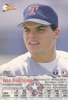 1994 Pacific #627 Ivan Rodriguez Back