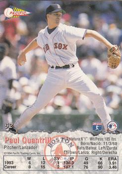 1994 Pacific #62 Paul Quantrill Back