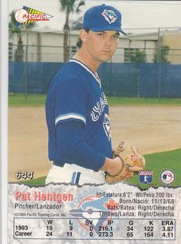 1994 Pacific #644 Pat Hentgen Back