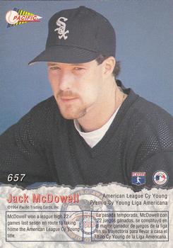 1994 Pacific #657 Jack McDowell Back