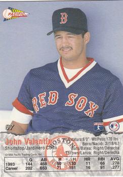1994 Pacific #67 John Valentin Back