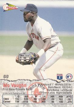 1994 Pacific #68 Mo Vaughn Back