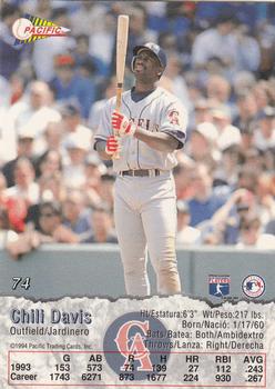 1994 Pacific #74 Chili Davis Back
