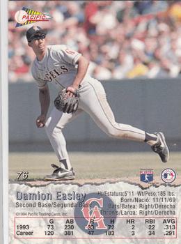 1994 Pacific #76 Damion Easley Back