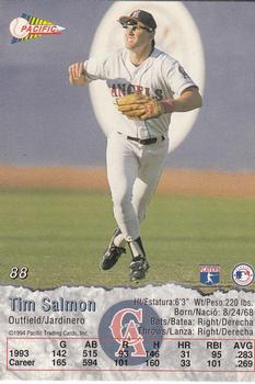 1994 Pacific #88 Tim Salmon Back